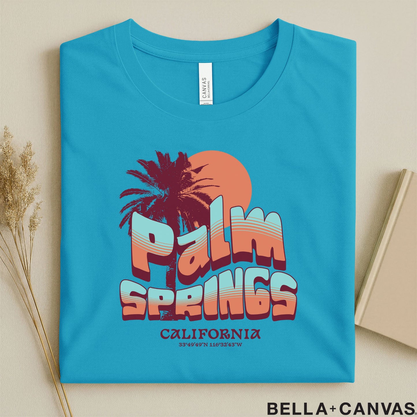 Vintage Palm Springs T-Shirt - Soft Unisex Tee with Palm Tree & Sun Design