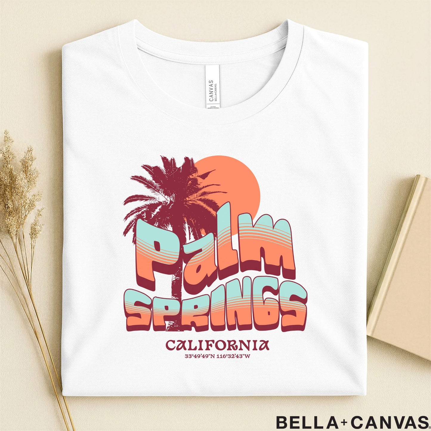 Vintage Palm Springs T-Shirt - Soft Unisex Tee with Palm Tree & Sun Design