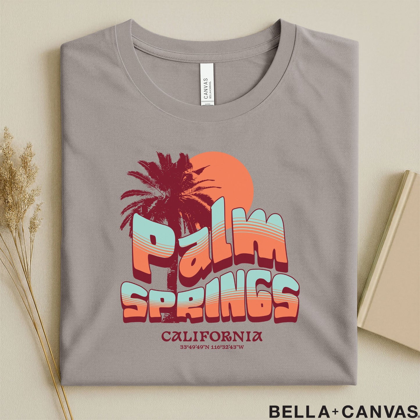 Vintage Palm Springs T-Shirt - Soft Unisex Tee with Palm Tree & Sun Design