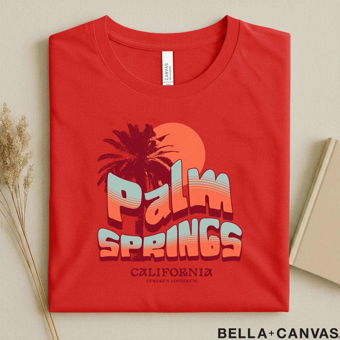 Vintage Palm Springs T-Shirt - Soft Unisex Tee with Palm Tree & Sun Design