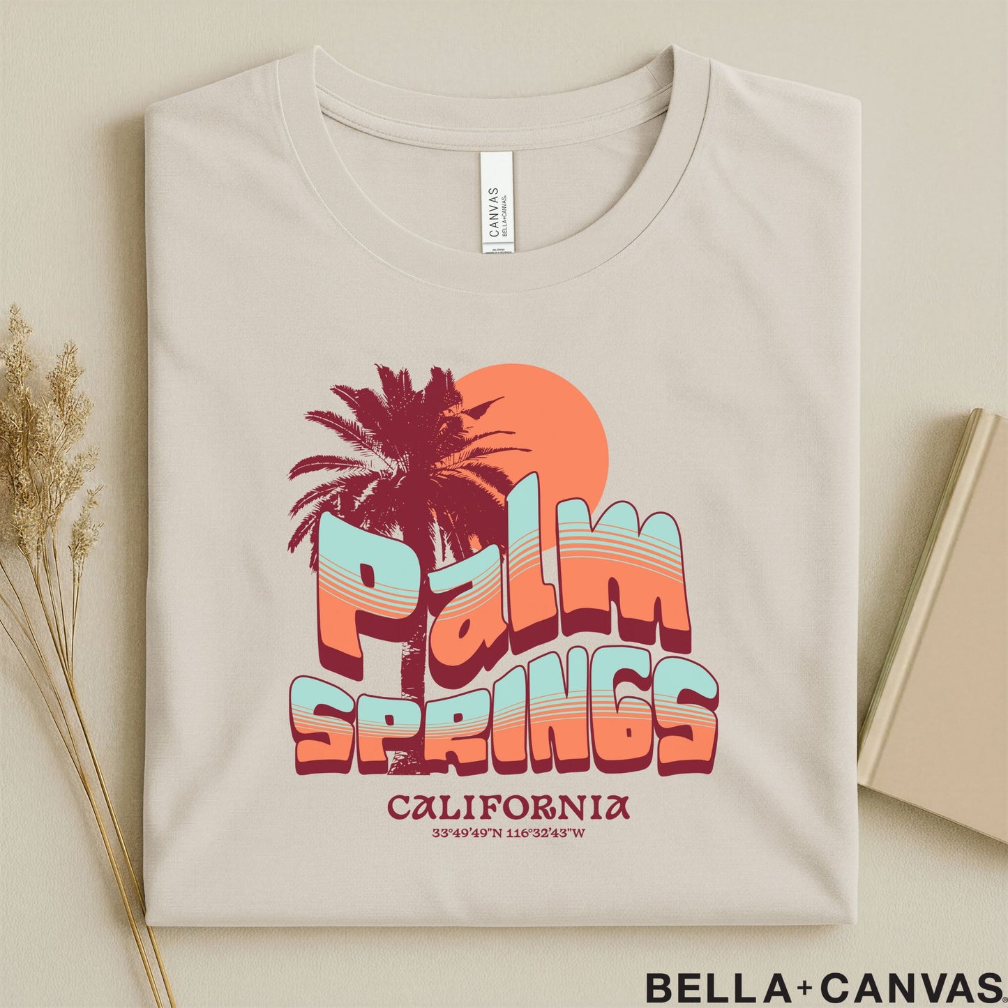 Vintage Palm Springs T-Shirt - Soft Unisex Tee with Palm Tree & Sun Design