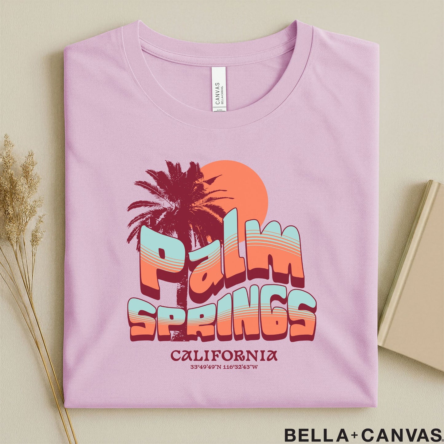 Vintage Palm Springs T-Shirt - Soft Unisex Tee with Palm Tree & Sun Design