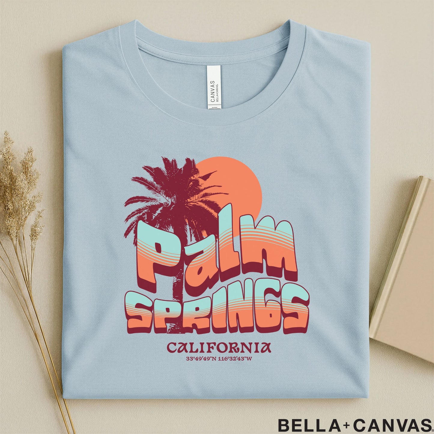 Vintage Palm Springs T-Shirt - Soft Unisex Tee with Palm Tree & Sun Design