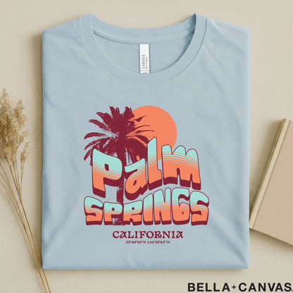 Vintage Palm Springs T-Shirt - Soft Unisex Tee with Palm Tree & Sun Design
