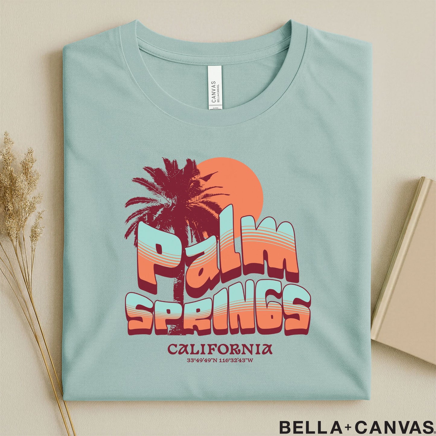 Vintage Palm Springs T-Shirt - Soft Unisex Tee with Palm Tree & Sun Design