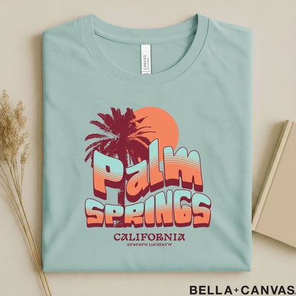 Vintage Palm Springs T-Shirt - Soft Unisex Tee with Palm Tree & Sun Design