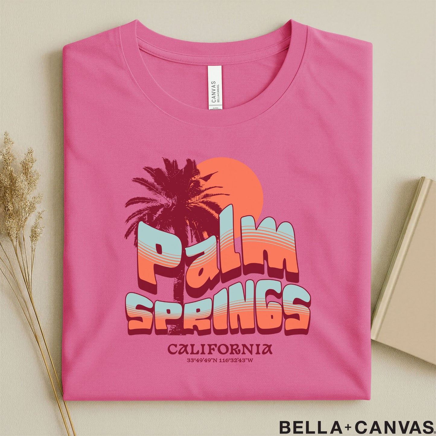 Vintage Palm Springs T-Shirt - Soft Unisex Tee with Palm Tree & Sun Design