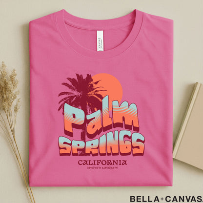 Vintage Palm Springs T-Shirt - Soft Unisex Tee with Palm Tree & Sun Design