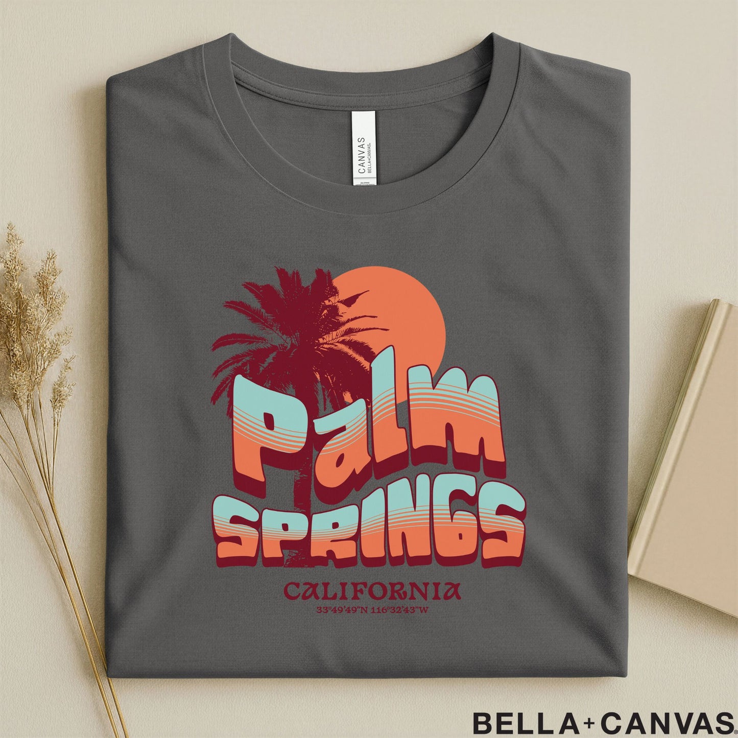 Vintage Palm Springs T-Shirt - Soft Unisex Tee with Palm Tree & Sun Design